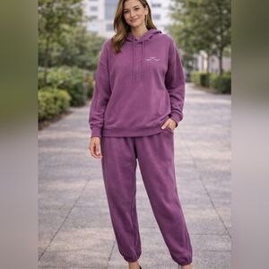 LazyPants Purple Hoodie & Jogger Sweatpants Set M/L Athleisure Lounge Set